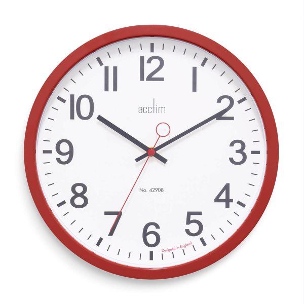 Acctim Kempston Wall Clock Red 35Cm