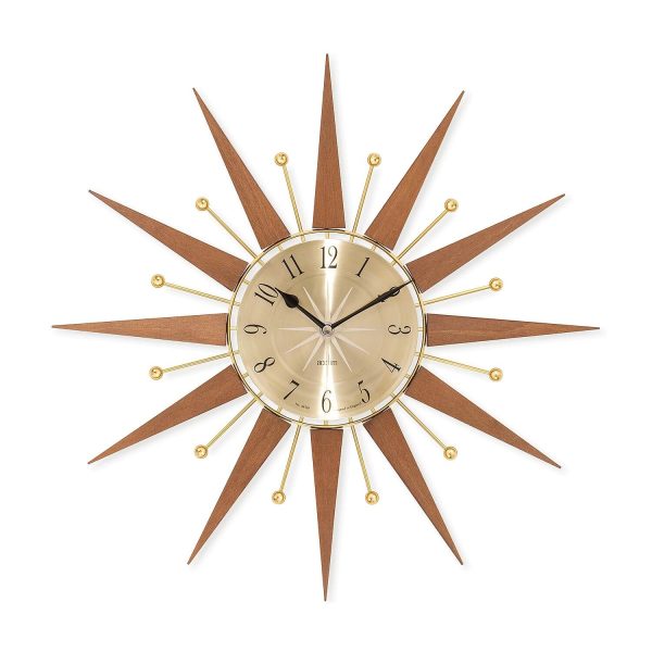 Acctim Wolcott Wall Clock Sunburst Dark Wood 50Cm