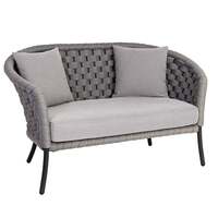 Alexander Rose Light Grey Cordial 2 Seater Curved Sofa with Cushion, Niebla