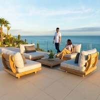 Alexander Rose Outdoor Sorrento Teak 4 Seater Lounge Set with Cushions and Coffee Table, Grafito