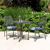 Alexander Rose Portofino Bistro 2 Seater Armchair Square Set, With Blue Cushions