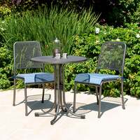 Alexander Rose Portofino Bistro 2 Seater Side Chair Round Set, With Blue Cushions