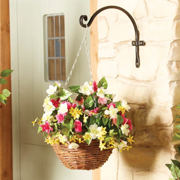 Artificial Azalea Hanging Basket Pot - Dia.43cm. L60cm