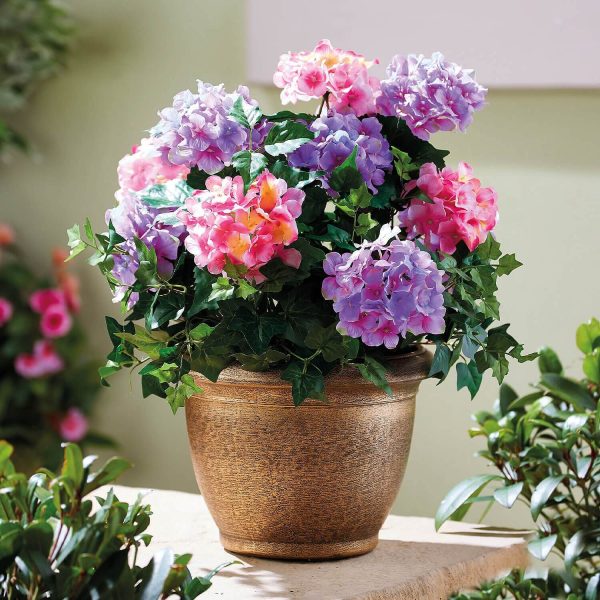 Artificial Potted Flowers Pink Hydrangea Dia. 28cm. H56cm