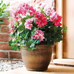 Artificial Potted Pink Geranium