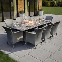 Bracken Outdoors Dakota 8 Seat Rattan Garden Furniture Set with Gas Fire Pit and Armchairs