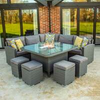 Bracken Outdoors Dakota Casual Dining Square Corner Sofa Fire Pit Garden Furniture Set