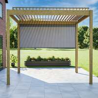 Bracken Outdoors Gemini 3m x 3m Square Wood Effect Aluminium Garden Pergola with 3m Blind, Mid February 2025