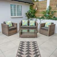 Bracken Outdoors Madrid Brown 2 Seat Lounge Sofa Garden Furniture Set with Coffee Table