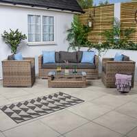 Bracken Outdoors Madrid Brown 3 Seat Sofa Lounge Garden Furniture Set with Coffee Table