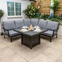 Bracken Outdoors Miami Dark Aluminium Compact Corner Set with Gas Fire Pit Table