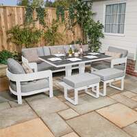 Bracken Outdoors Nevada Warm Grey Ripple Aluminium Lounge Sofa Set with Height Adjustable Table