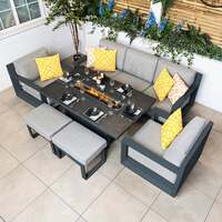 Bracken Outdoors Panama Anthracite Aluminium Lounge Sofa Set with Fire Pit Table