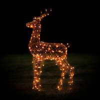 Christmas Reindeer Light - 1.2M Brown Wicker Outdoor Light Up Stag with 230 White LEDs