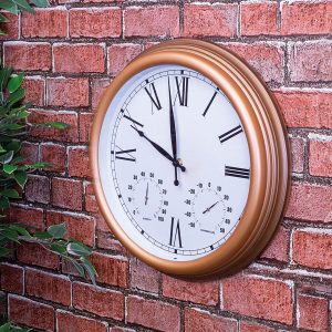 Copper Effect Outdoor Clock Inc Humidity & Temp