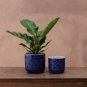 Deco glazed plant pot - cobalt blue