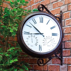 Double Sided Outdoor Clock With Humidity & Temp