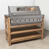 Draco Grills Teak Modular Outdoor Kitchen Barbecue Unit with 6 Burner Barbecue