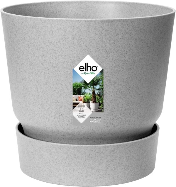 Elho 18cm Greenville Round Pot (Living Concrete)