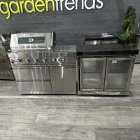 Ex Display Draco Grills 4 Burner Stainless Steel Outdoor Kitchen with Integrated Sear Station and Double Fridge Unit