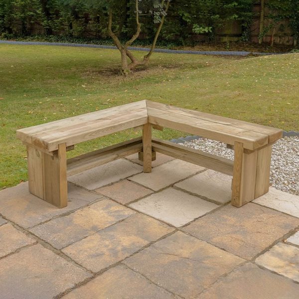 Forest Double Sleeper Corner Wooden Garden Bench 3'11 x 3'11 (1.2m x 1.2m)