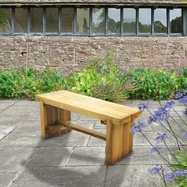 Forest Double Sleeper Wooden Garden Bench 4'x1' (1.2x0.35m)