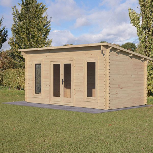 Forest Elmley 5m x 3m Log Cabin Garden Office (45mm)