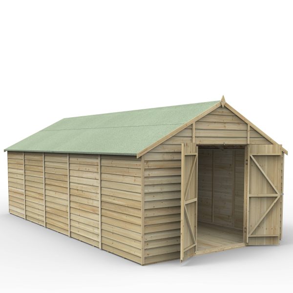 Forest Garden 10x20 4Life Overlap Pressure Treated Apex Shed with Double Door (No Window)