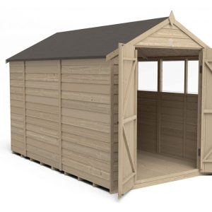 Forest Garden 10x6 Apex Overlap Pressure Treated Wooden Garden Shed with Double Door