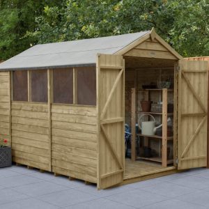 Forest Garden 10x6 Apex Overlap Pressure Treated Wooden Garden Shed with Double Door (Installation Included)