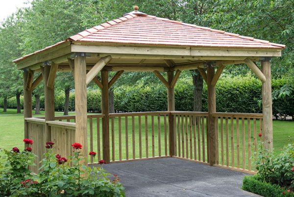 Forest Garden 3.5m Square Wooden Gazebo with Cedar Roof (No Base)