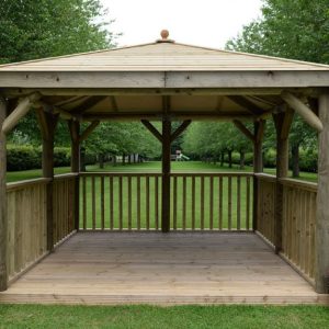 Forest Garden 3.5m Square Wooden Gazebo with Timber Roof (Including Base)