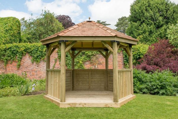 Forest Garden 3.6m Hexagonal Wooden Garden Gazebo with Cedar Roof