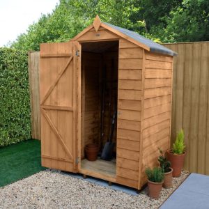 Forest Garden 4 x 3 Overlap Dip Treated Apex Wooden Garden Shed (No Window)