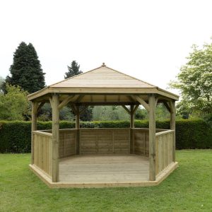 Forest Garden 4.7m Hexagonal Wooden Garden Gazebo with Timber Roof