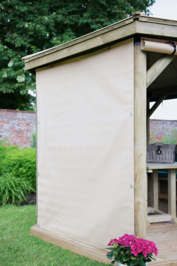 Forest Garden 4m Hexagonal Wooden Garden Gazebo Curtains - Cream