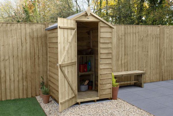 Forest Garden 4x3 Apex Overlap Pressure Treated Wooden Garden Shed (No Window)