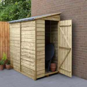 Forest Garden 6 x 3 Overlap Pressure Treated Pent Wooden Garden Shed (No Window)