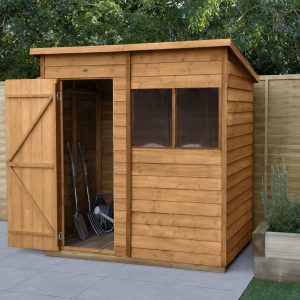 Forest Garden 6 x 4 Overlap Dip Treated Pent Wooden Garden Shed