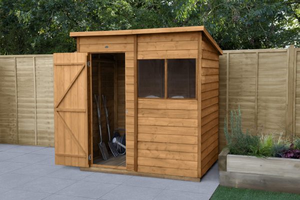 Forest Garden 6 x 4 Overlap Dip Treated Pent Wooden Garden Shed