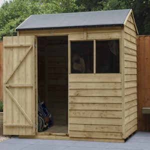 Forest Garden 6 x 4 Overlap Pressure Treated Reverse Apex Wooden Garden Shed