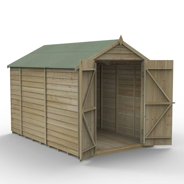 Forest Garden 6x10 4Life Overlap Pressure Treated Apex Shed with Double Door (No Window / Installation Included)