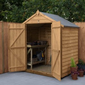 Forest Garden 6x4 Apex Overlap Dipped Wooden Garden Shed With Double Door (No Window)