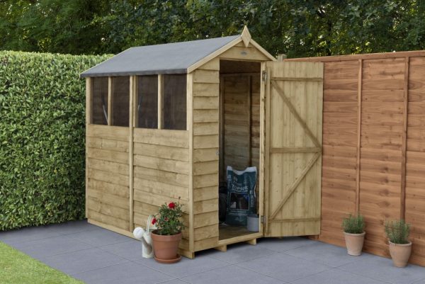 Forest Garden 6x4 Apex Overlap Pressure Treated Wooden Garden Shed