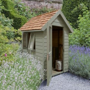 Forest Garden 6x4 Apex Overlap Redwood Lap Forest Retreat Wooden Garden Shed (Moss Green / Installation Included)