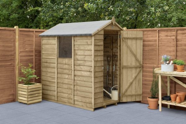 Forest Garden 6x4 Overlap Pressure Treated Apex Wooden Garden Shed (Installation Included)