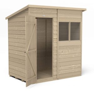 Forest Garden 6x4 Pent Overlap Pressure Treated Wooden Garden Shed