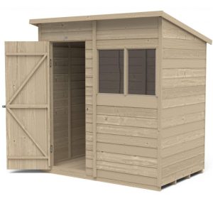 Forest Garden 6x4 Pent Overlap Pressure Treated Wooden Garden Shed (Installation Included)