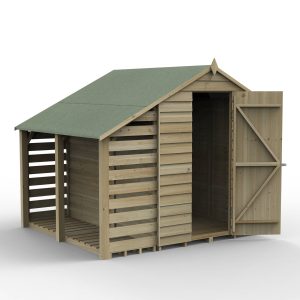 Forest Garden 7x5 4Life Overlap Pressure Treated Apex Shed with Lean To (No Window / Installation Included)