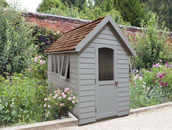 Forest Garden 8 x 5 Apex Overlap Redwood Lap Forest Retreat Wooden Garden Shed (Pebble Grey / Installation Included)